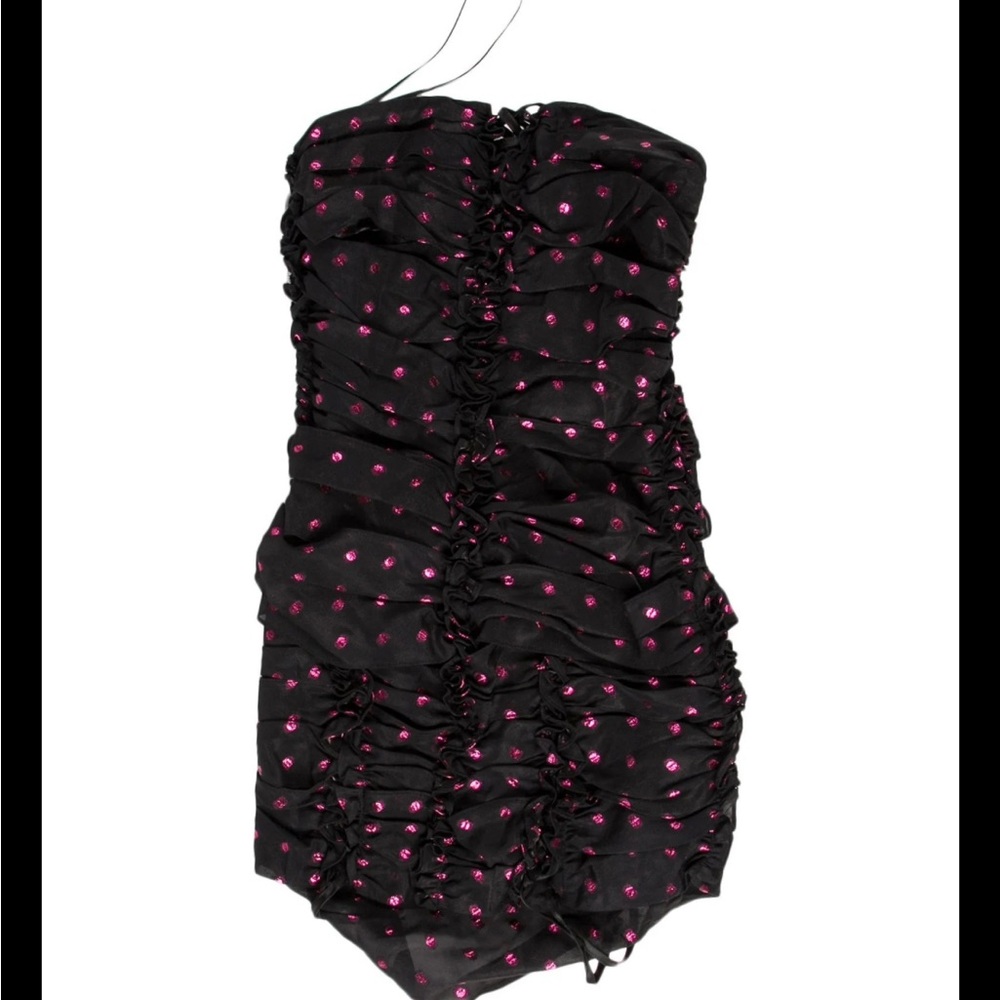 ATTICO-Black Strapless Bodycon Dress with Pink Accents (NWT)